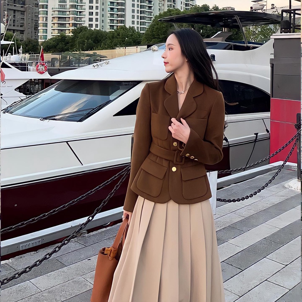 ICHIC - Áo S045 hai lớp dáng ôm, túi hộp kèm đai lưng mặc tôn dáng.