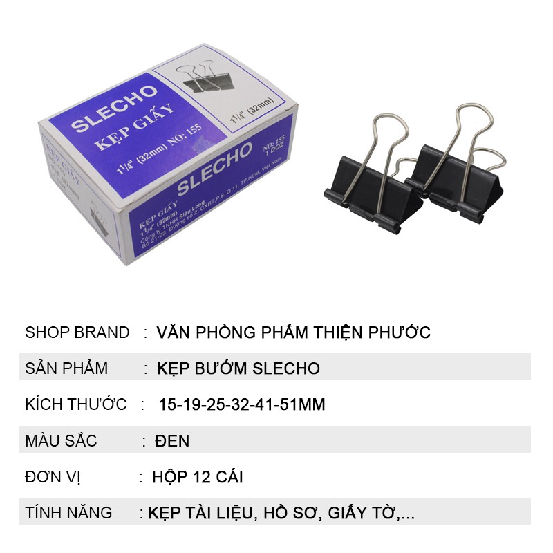 Kẹp bướm giấy kim loại Slecho nhỏ mini nhiều kích cỡ - Kẹp tài liệu gọn gàng THIỆN PHƯỚC