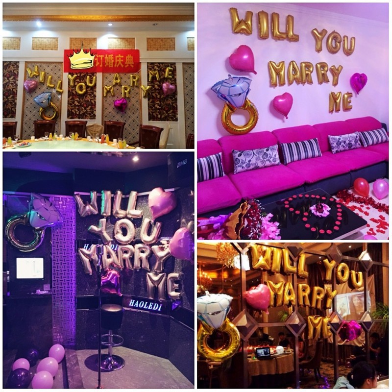 Bong bóng bằng lá foil, hình nhẫn kim cương, trang trí tiệc đính hôn/tiệc cưới