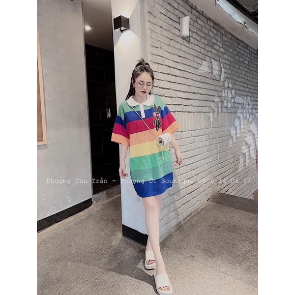 VÁY LEN KẺ MÀU SẮC DÁNG XUÔNG MS16288