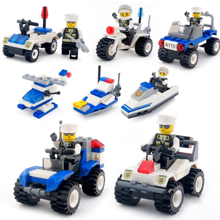 Bộ đồ chơi lắp ráp HYG Toys 41 mảnh mô hình xe cảnh sát/chữa cháy nhỏ bảo vệ thành phố cho bé