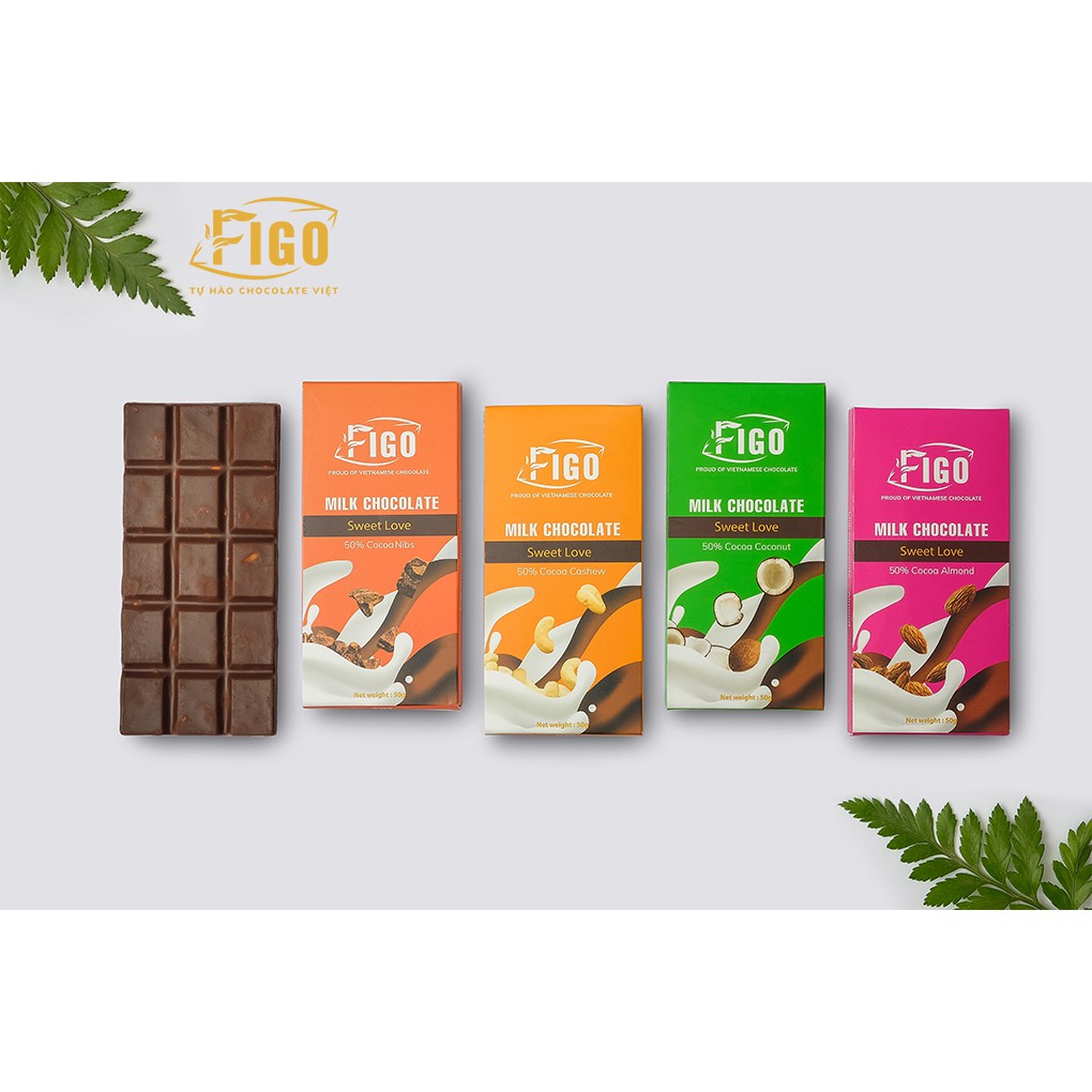 [Chính hãng] Kẹo Socola nhân hạt Điều_Milk Chocolate Figo Nhân Hạt điều nhập khẩu bùi, ăn là nghiện Hộp 50gr