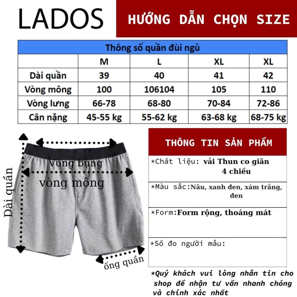 (60kg - 80kg) Quần đùi thun nam mặc nhà Lados - 4045 chất liệu co giãn thoáng mát, mặc nhà màu đen