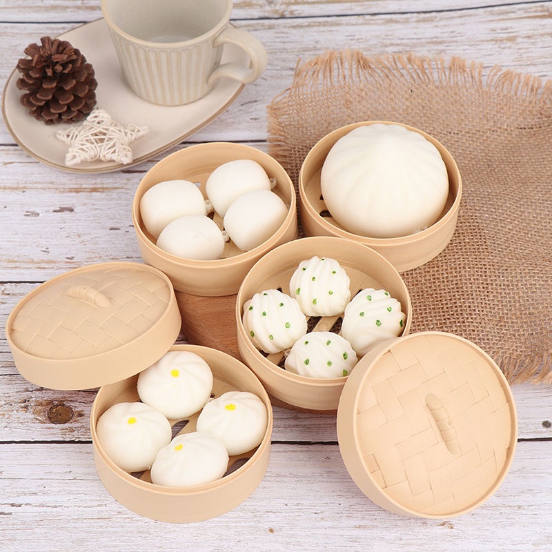 1 Bộ Đồ Chơi Xốp Squishy Giảm Stress Hình Bánh Bao Dễ Thương Cho Bé