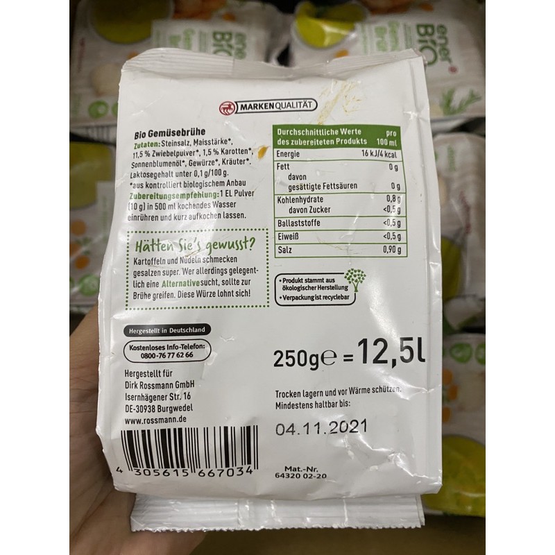 [date 2/2023] Bột nêm rau củ hữu cơ Bio 250g Đức