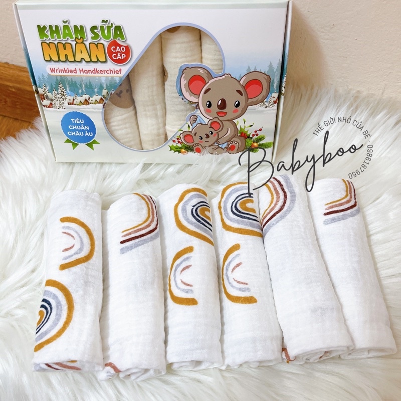 Khăn sữa nhăn Mipbi 2 lớp sợi bông thấm hút [ babyboo]