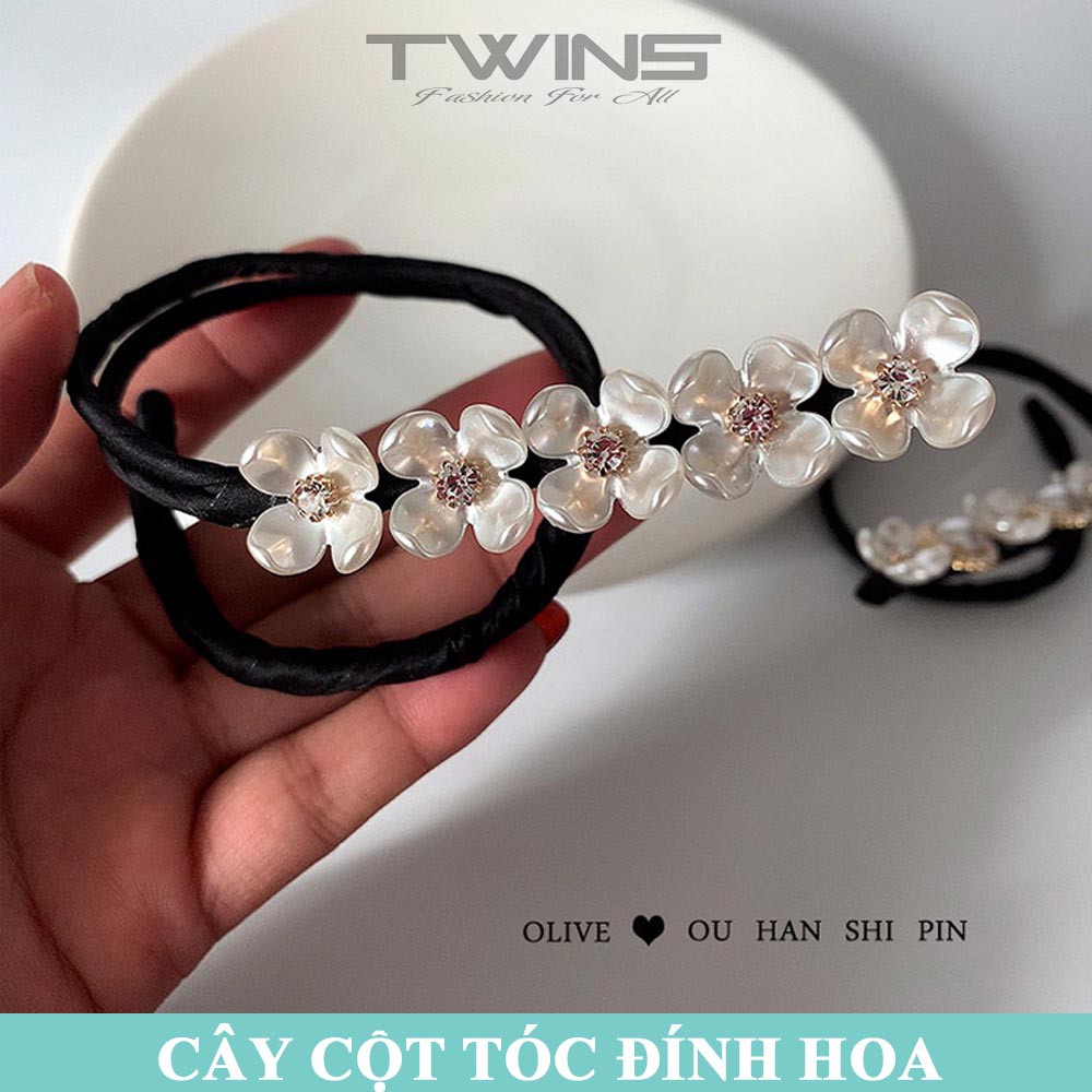 Dây buộc tóc, búi tóc dẻo đính ngọc trai SK209 làm dụng cụ quấn tóc cho nữ cao cấp phong cách Hàn Quốc, xinh xắn cute