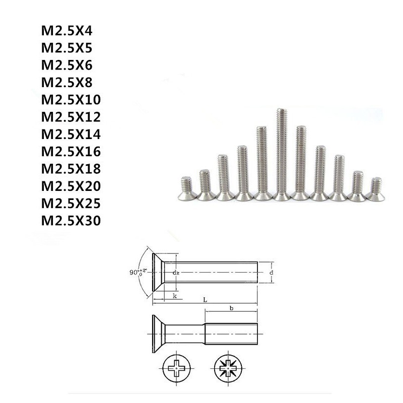 Bộ vít Inox đầu bằng M2.5