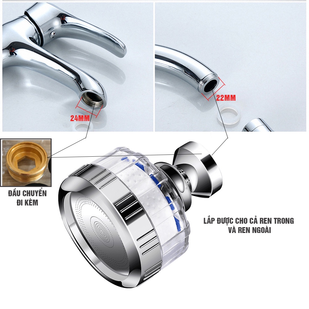 Đầu lọc nước gắn vòi rửa bát, vòi rửa mặt Lavabo