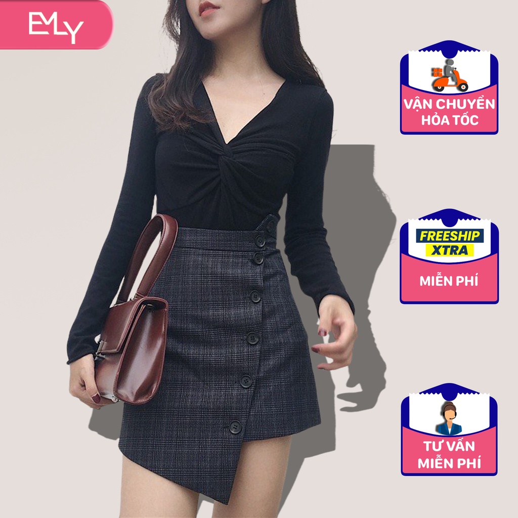 Chân váy lệch tà ngắn nữ Emilyshop ulzzang