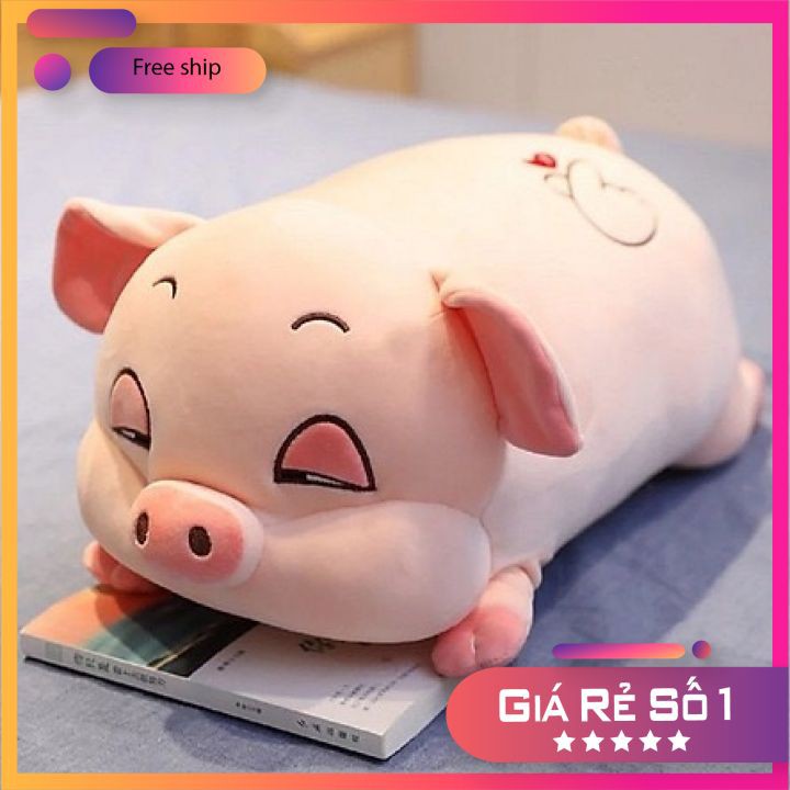🐖 Gấu Bông to Gối Ôm Heo Lợn-.Thú Nhồi Bông phê cần lim dim Siêu to khổng lồ béo