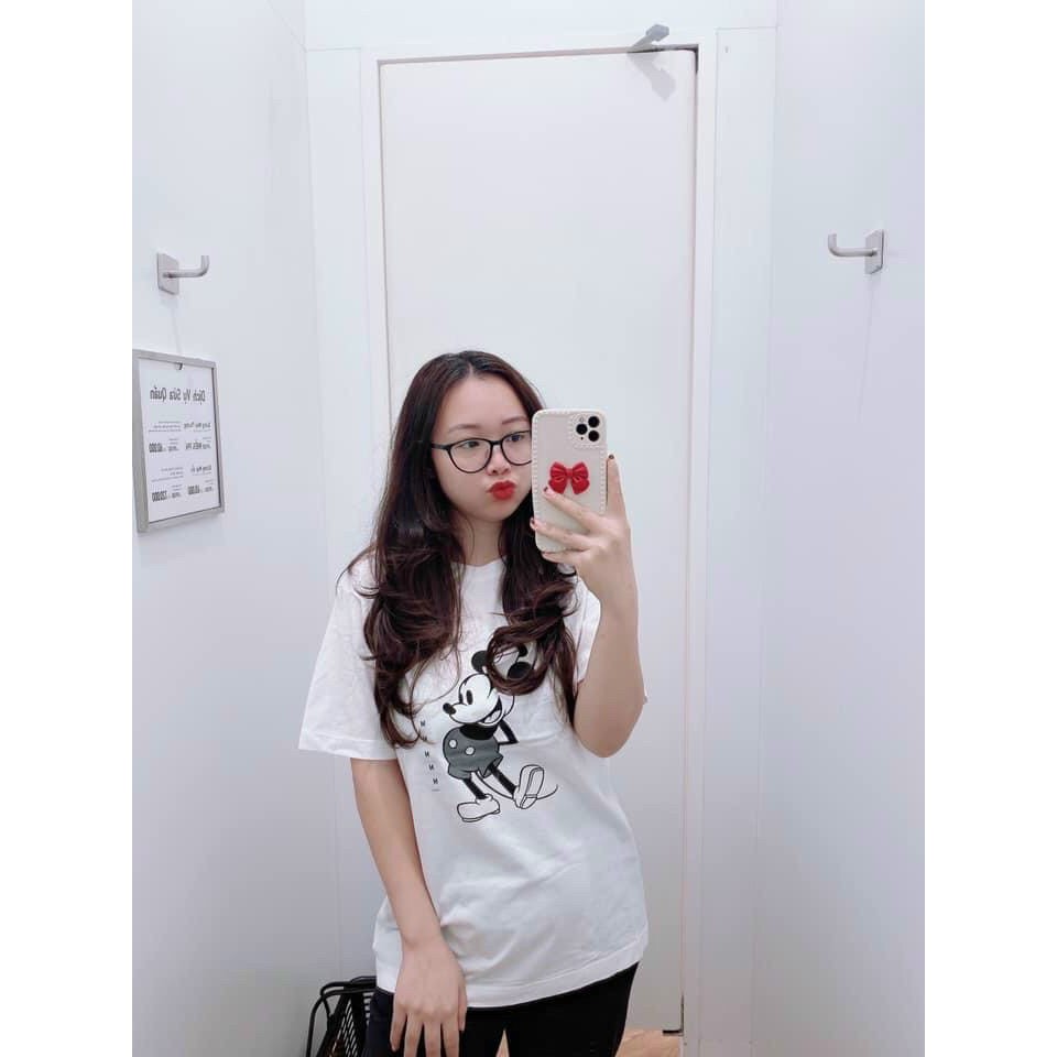 Áo thun nữ phông  in hình Mickey hàng xuất dư 100 % cotton mềm mịn
