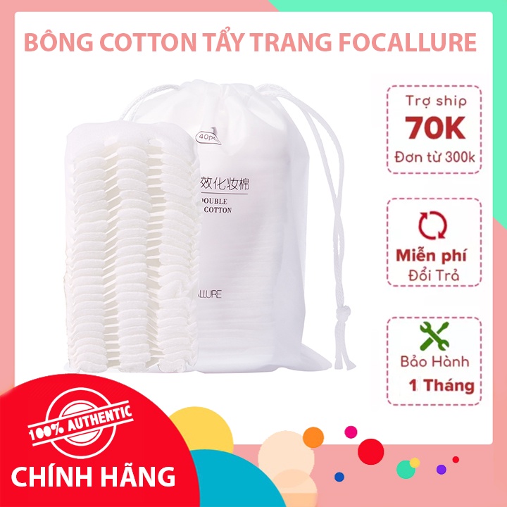 BÔNG COTTON TẨY TRANG FOCALLURE 40 MIẾNG MỀM MỊN CHẤT LƯỢNG CAO ĐÀN HỒI DỊU NHẸ, KHÔNG GÂY KÍCH ỨNG 22.5G