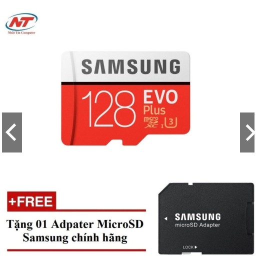 [Mã ELMS5 giảm 7% đơn 300K] Thẻ nhớ MicroSDXC Samsung Evo Plus 128GB UHS-I U3 100MB/s (Đỏ) + Tặng Adapter Samsung