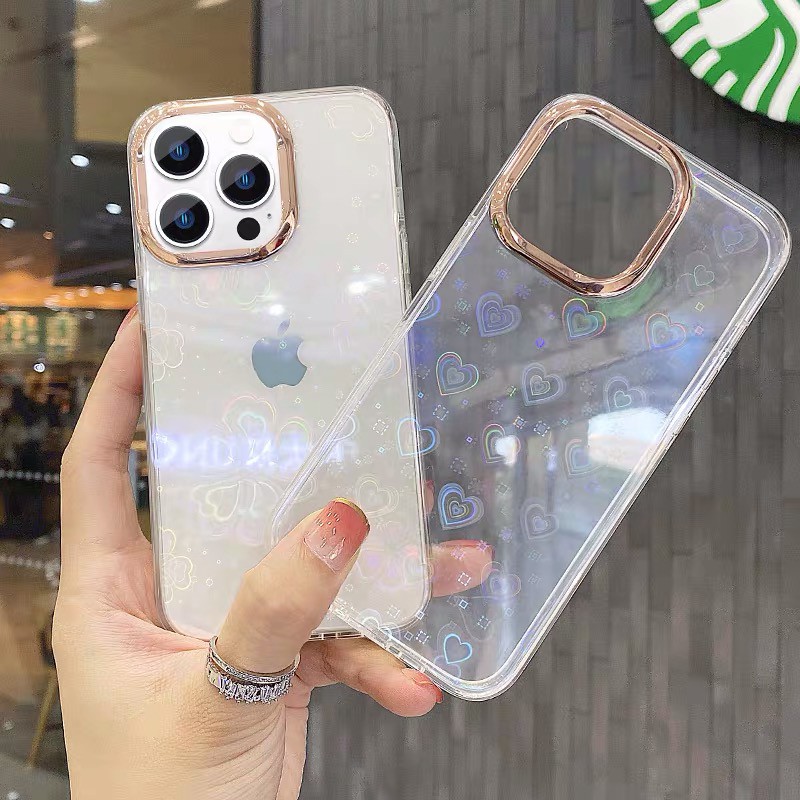 Ốp điện thoại màu laser họa tiết trái tim 3D cho IPHONE 13 PRO MAX 12 11 PRO MAX XR XS MAX X 7 8 PLUS 2020 6 PLUS
