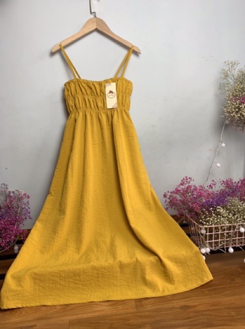 Váy 2 dây ngực 3 chun chất đũi xước 3 màu siêu xinh chất đũi xinh xắn | BigBuy360 - bigbuy360.vn