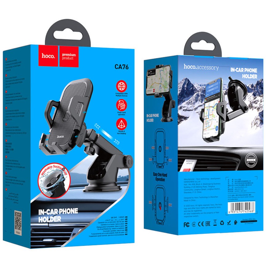 Giá Kẹp Điện Thoại Ô Tô Khớp Dài, Kẹp Hoco CA76 Đời Mới Hít Táp Lô Kính Chắn Gió Cho Xe Hơi Ô Tô Xoay 360 Độ