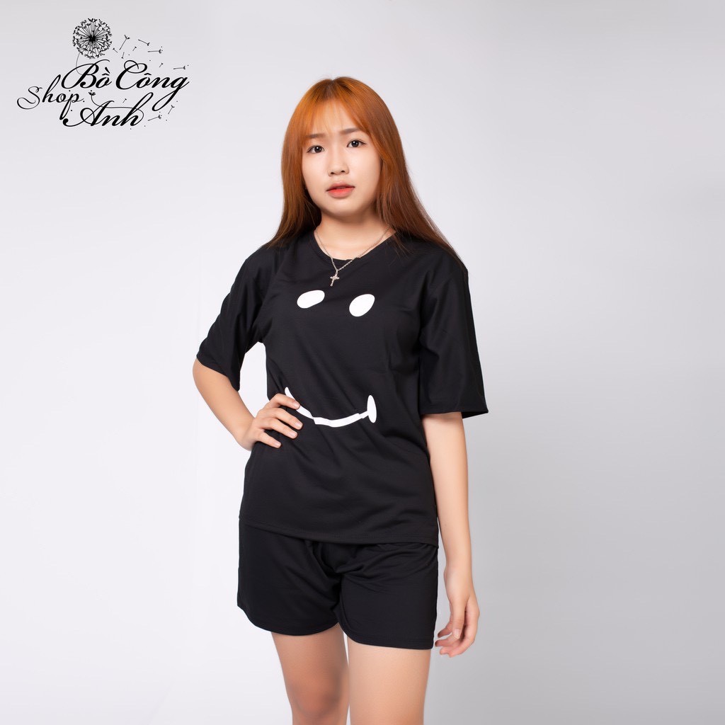 [Mã WASKT410K giảm 10K đơn 50K] Đồ bộ mặc nhà quần đùi áo in mặt cười dễ thương | BigBuy360 - bigbuy360.vn