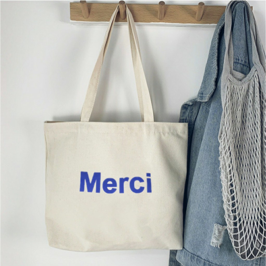Túi vải bố canvas tote dáng vuông hoạ tiết đơn giản Superbag668 281