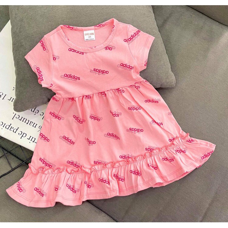 0-4T|Đầm babydoll thun cotton hoa rơi xinh xắn