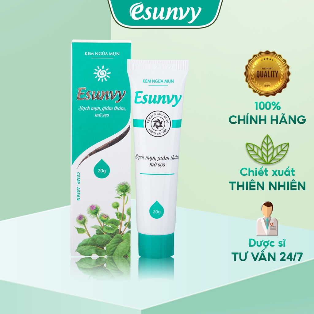 Kem Giảm Mụn Esunvy Thành Phần Tự Nhiên, Giúp Sạch Mụn, Hết Thâm, Mờ Sẹo Phù Hợp Với Mọi Loại Da Tuýp 20g TMP002