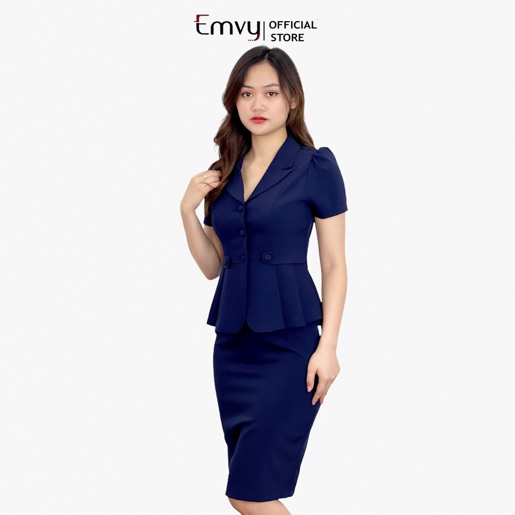 Bộ Vest kèm chân váy công sở chất liệu xước hàn cao cấp EMVY S7 | BigBuy360 - bigbuy360.vn