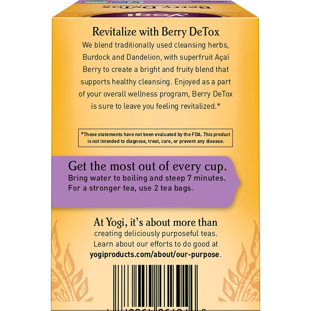 [Yogi] Trà Hữu Cơ Giúp Thanh Lọc Cơ Thể Vị Berry - Yogi Tea Berry DeTox