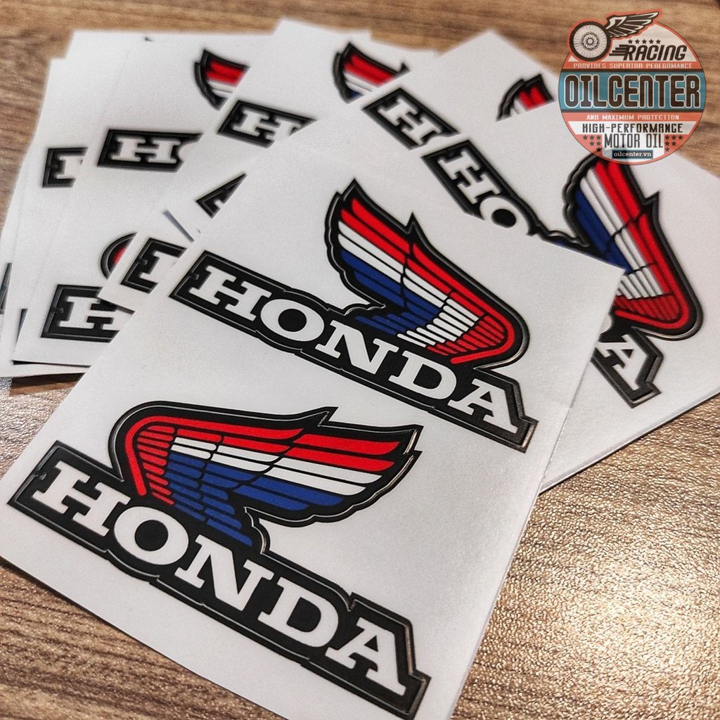 Bộ 2 tem Logo Cánh Chim Honda HRC Chống Nước Kiểu HRC