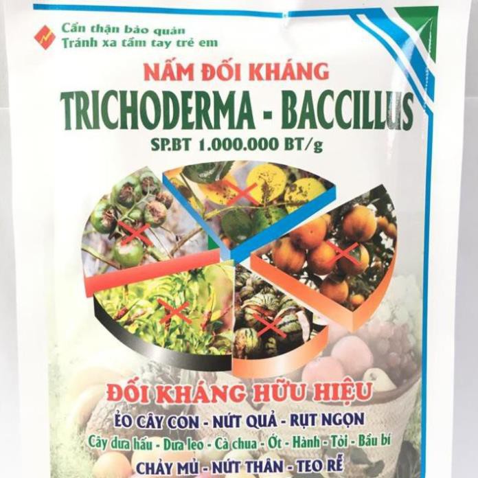 Phân hữu cơ vi sinh Trichoderma Bacilius gói 50g. Chuyên xử lý phế thải, chất hữu cơ và nấm đối kháng.