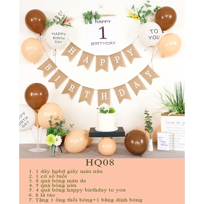 Combo set bong bóng happy birthday trang trí sinh nhật Hàn Quốc cho bé trai, gái và người lớn cực xinh, đầy đủ phụ kiện