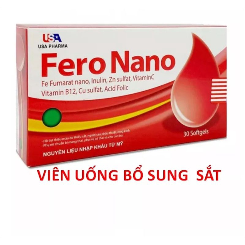 FERO NANO,viên uống bổ sung sắt ,vitamin và khoáng chất,hỗ trợ giảm nguy cơ thiếu máu do thiếu sắt