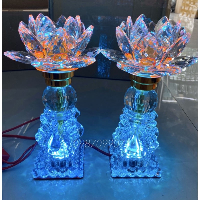 Cặp đèn thờ pha lê kiểu dáng thiên nga pl22
