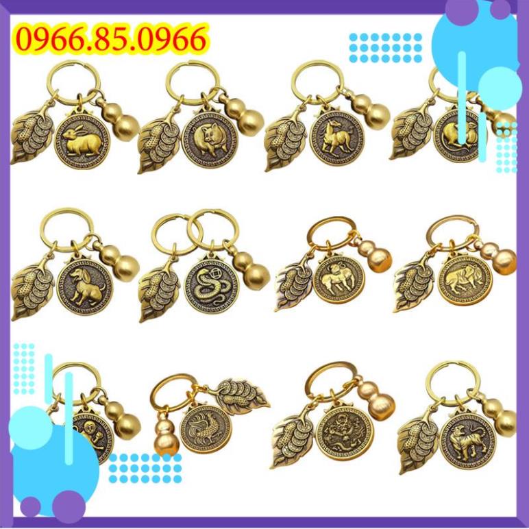 Móc Khóa Phong Thủy Theo Tuổi 12 Con Giáp Bằng Đồng Thau Cao Cấp - Đồ Chơi Phong Thủy
