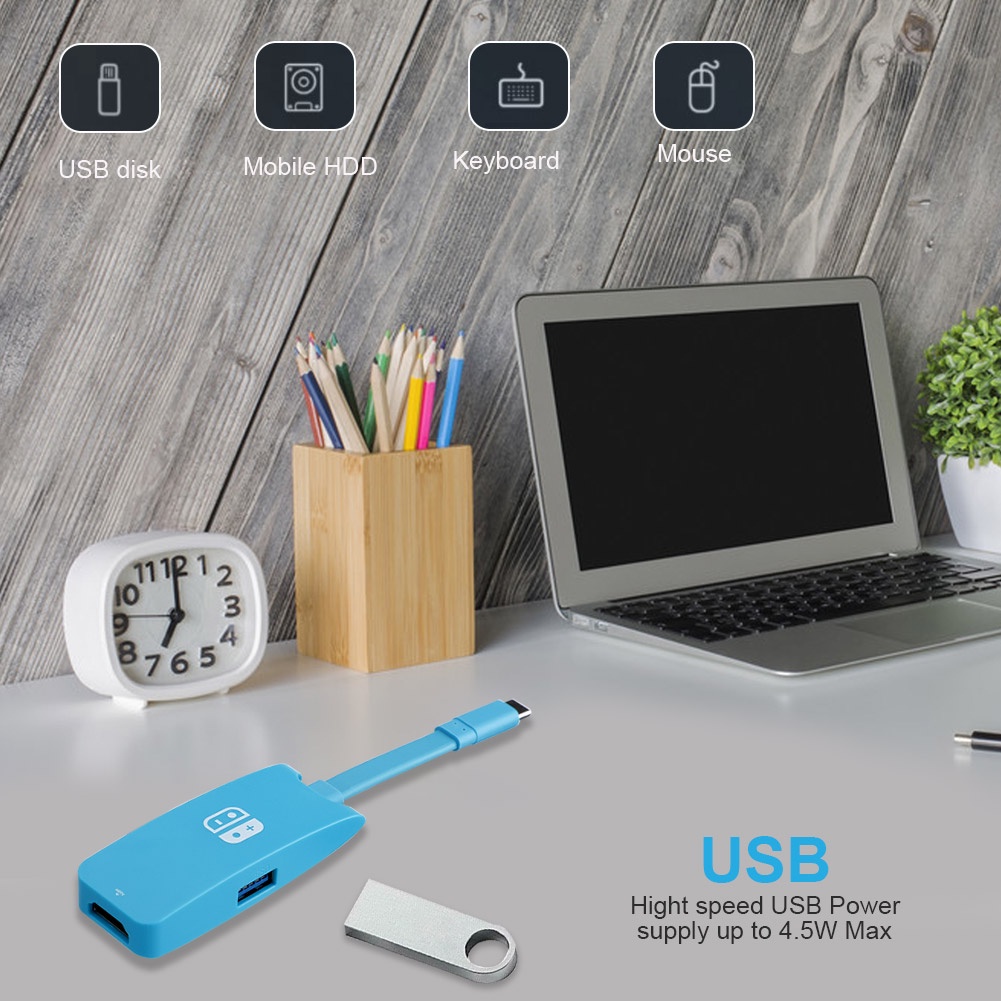 Hub Chuyển Đổi USB 3.0 Type C Sang 4K HDTV TV PD 3 Trong 1 Đa Năng Cho Nintendo Switch