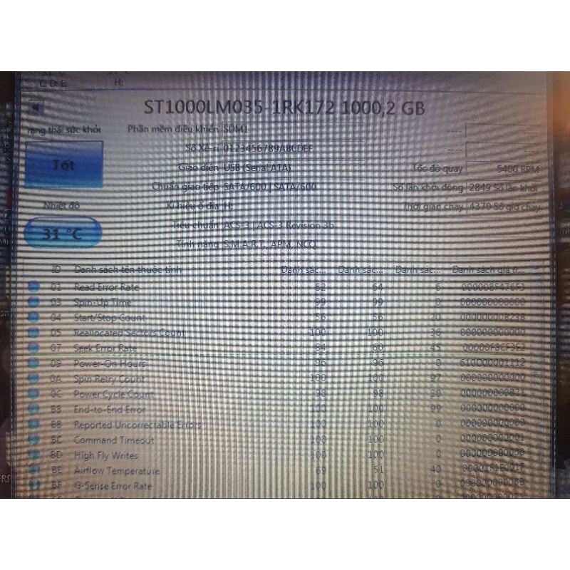 Ổ Cứng HHD 1TB sức khỏe 100% - Hàng tháo máy dành cho Laptop
