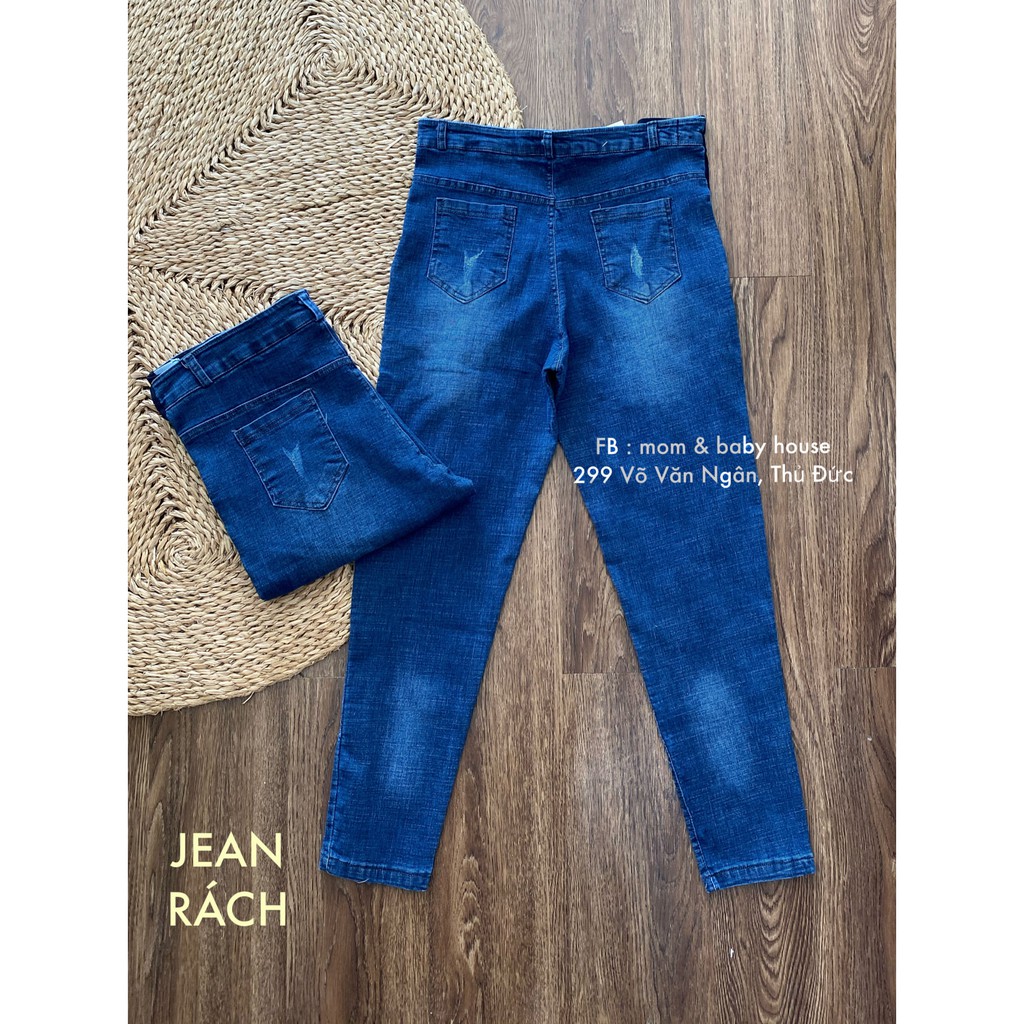 EVERMOM | Quần baggy Jean bầu túi vuông rách