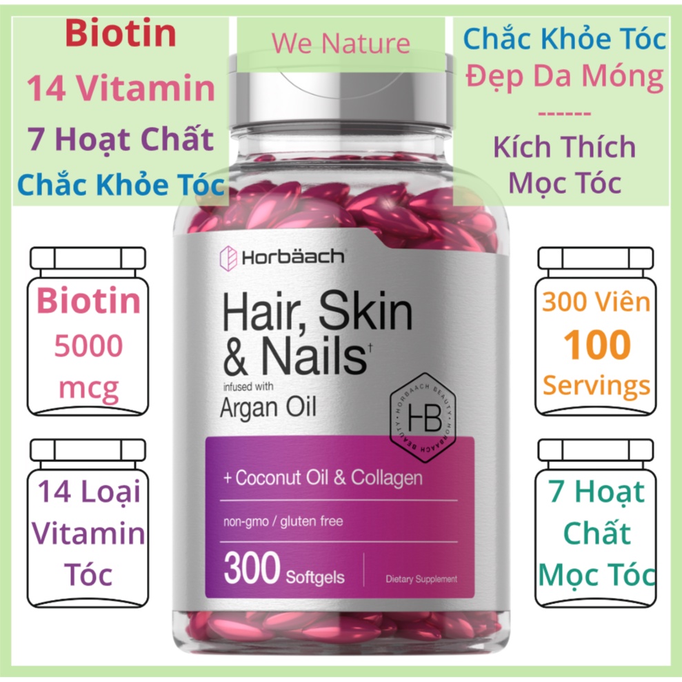 Vitamin cho Tóc Bóng Mượt - Kích Thích Mọc Tóc - Biotin - 300 Viên
