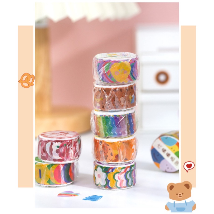 Băng keo washi tape set 100 miếng WS10 - Băng dính, masking tape họa tiết hoạt hình