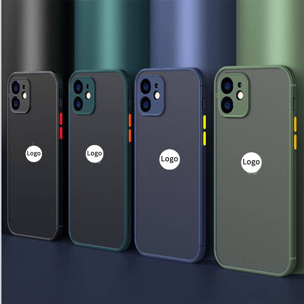 Ốp điện thoại nhám màu trong chống va đập bảo vệ camera cho Iphone 11 Pro Max 12 Mini