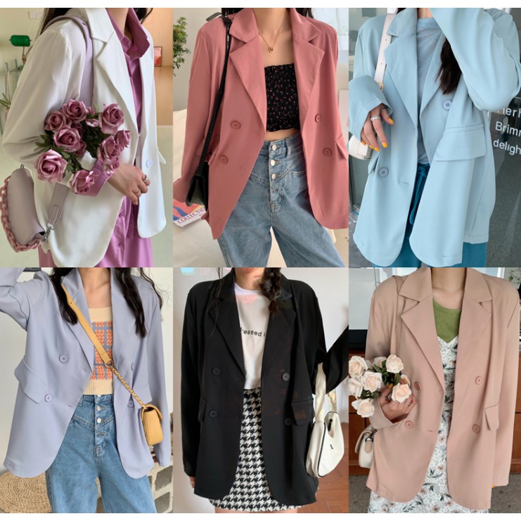 Áo blazer nữ xuân hè một lớp chất vải cao cấp suông dáng, form rộng dài, áo vest hè trẻ trung Order