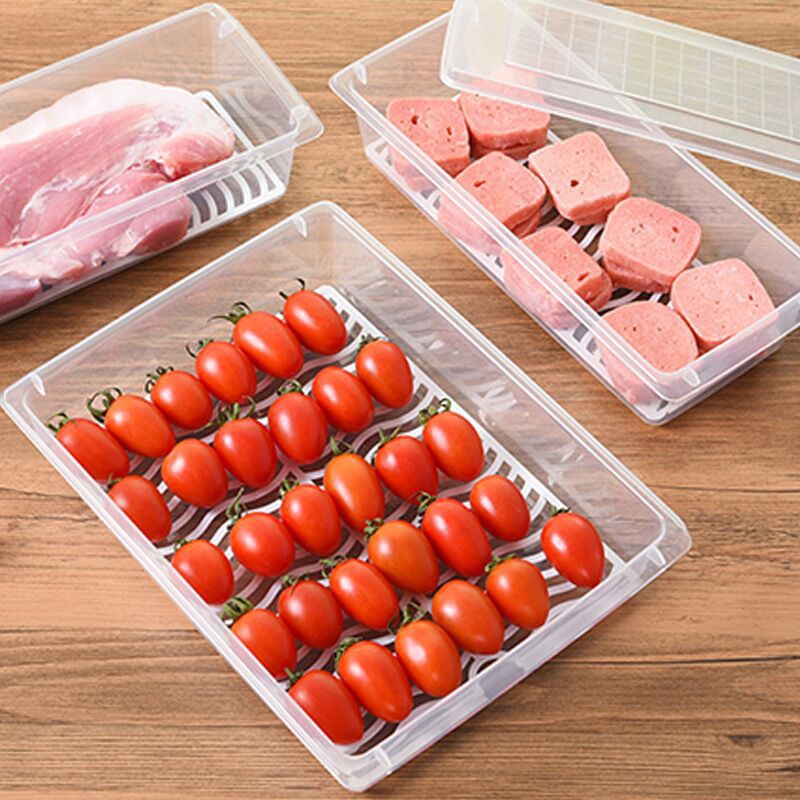 Fresh Food Storage Container with Drain Plate Case Box