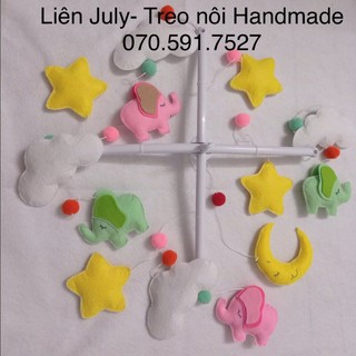 Treo nôi cũi chú voi xanh xám/ hồng xám cho bé