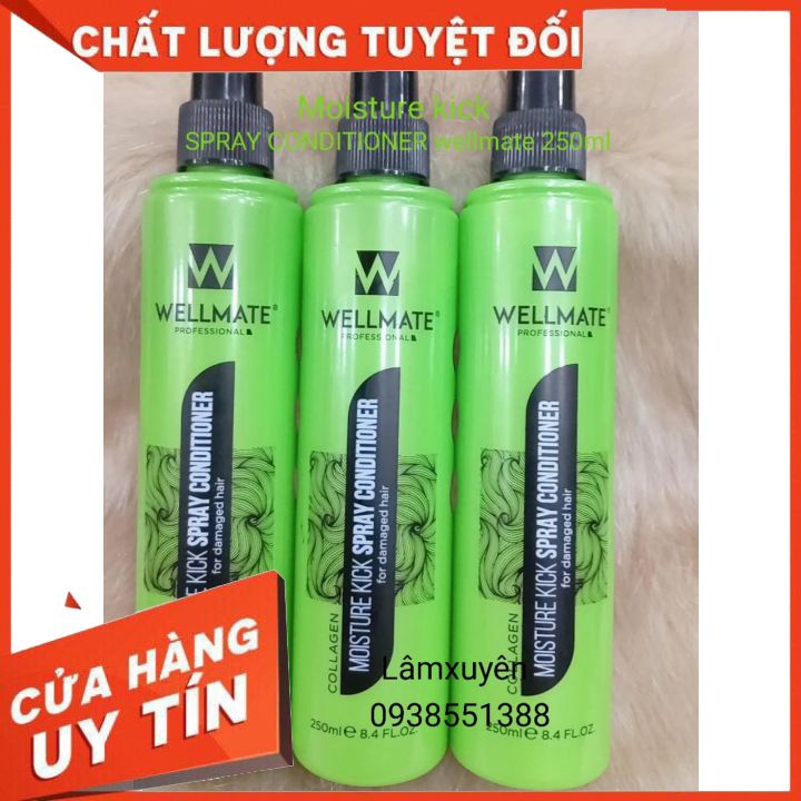 Sữa Xịt dưỡng tóc  WELLMATE MOISTURE KICK SPRAY CONDITIONNER 250ML  nuôi dưỡng tóc khỏe.,cải thiện, phục hồi