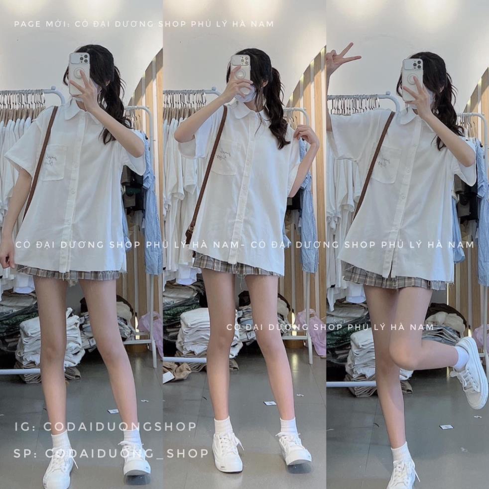 Sơ Mi Tay Lỡ Hình Form Rộng Túi Ngực In Chữ Dày Mịn Thoáng Mát Thiết Kế Thời Trang Kiểu Dáng Năng Động Trẻ Trung