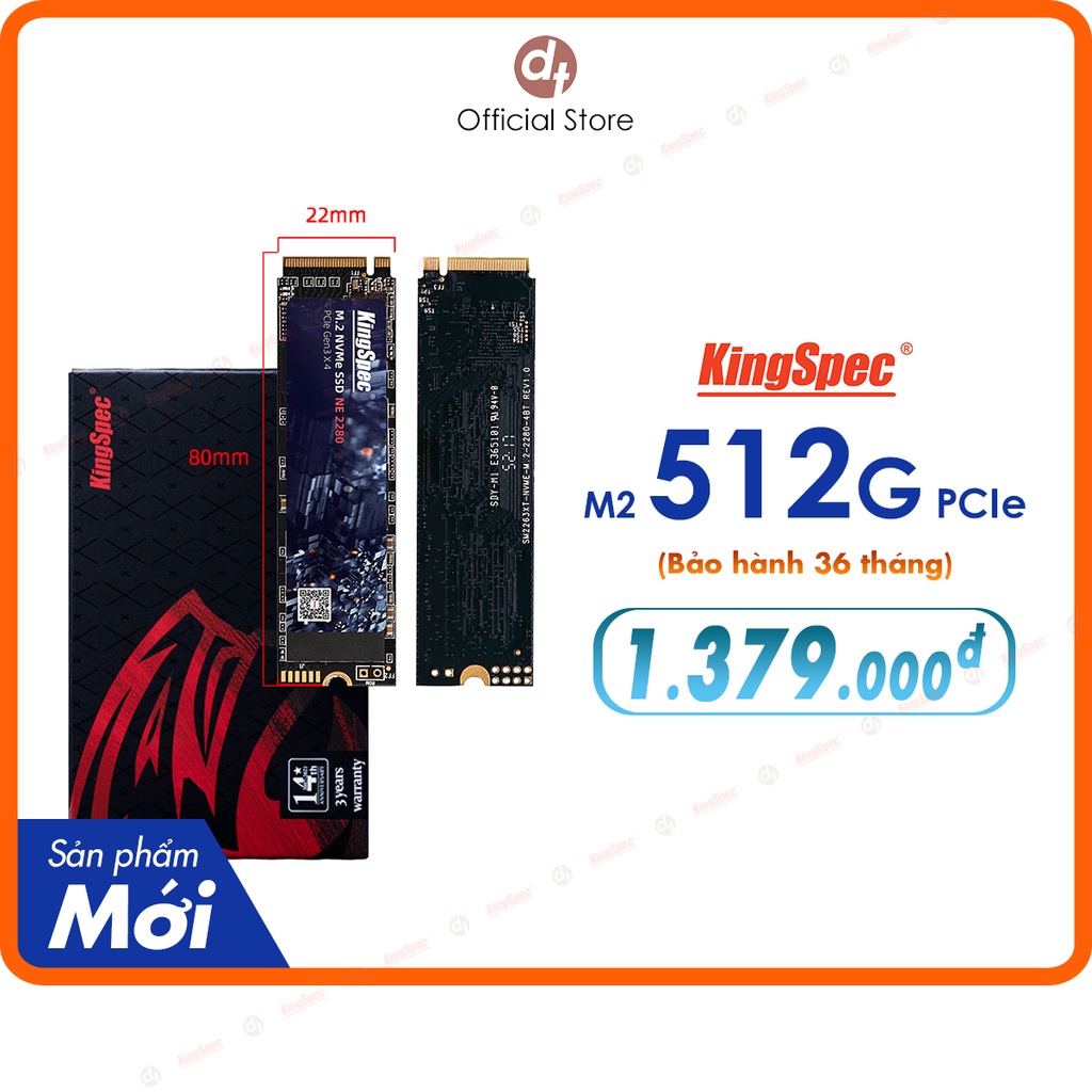 [Mã BMBAU300 giảm 10% đơn 499K] Ổ cứng SSD KingSpec 512GB , M2 PCIe NVMe | NE 512 Hàng Chính Hãng