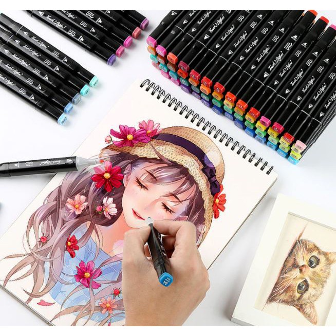 BÚT MÀU DẠ MARKER 60 CÂY KÈM TÚI TOUCHSHI