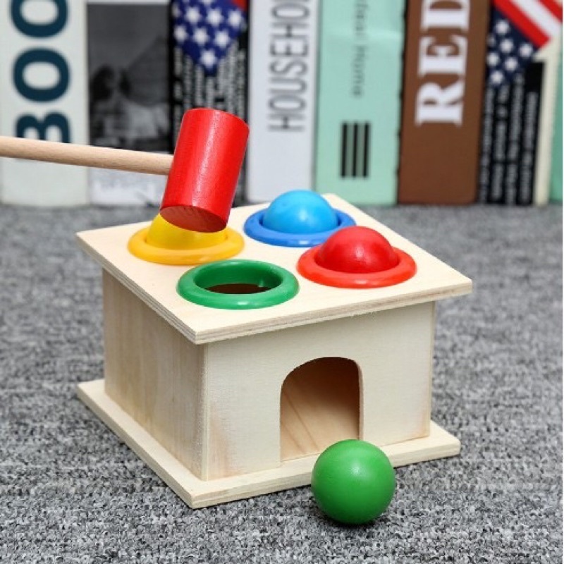 Bộ búa đập bóng gỗ 4 bóng - Đồ chơi gỗ Smart Baby dochoigo021