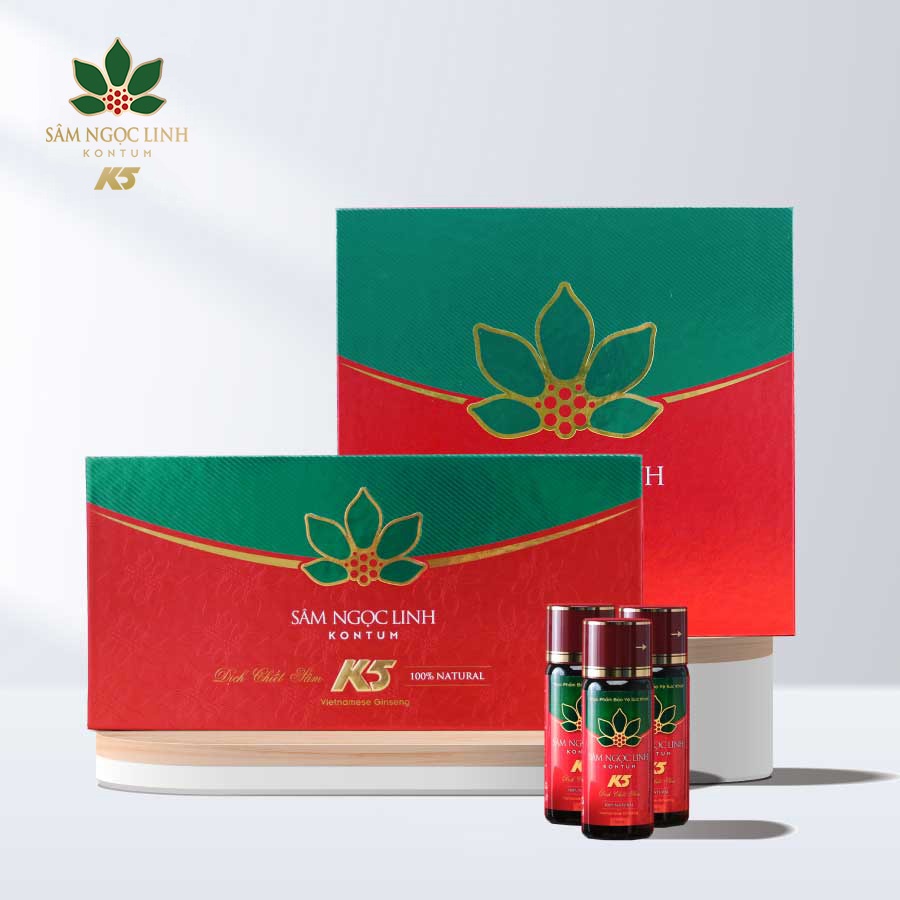 Dịch Chiết Sâm Ngọc Linh Kon Tum K5 Hộp 5 Chai (Chai 50Ml)