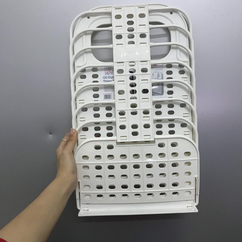 Giỏ đựng đồ gấp gọn thông minh Việt Nhật tặng móc dính trong , giỏ treo tường đựng quần áo đồ dùng nhà tắm
