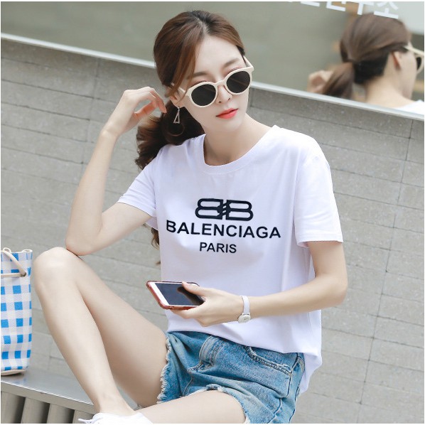 Áo thun thái nữ form rộng in chữ